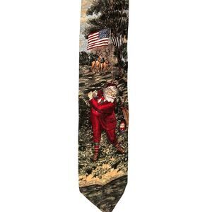 MBP Americana Series Let's Hear It "Fore" Santa" Golfing Silk Tie EUC